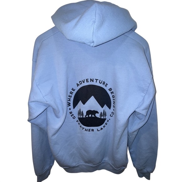 Clique Red Feather Lakes Colorado Full Zip Hoodie Sweatshirt Unisex Adult M Blue - Picture 3 of 4